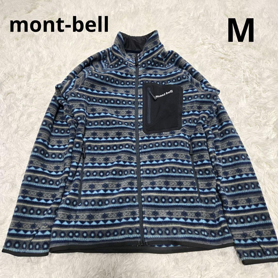 モンベル クリマプラス100 フリースジャケット 総柄 M
