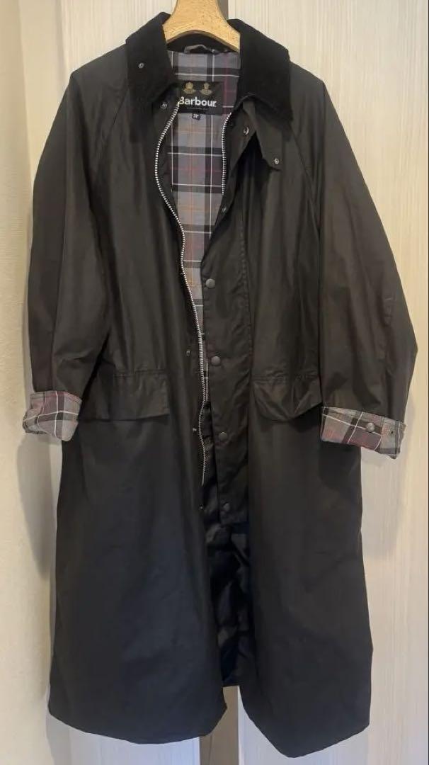 （美品）Barbour OVERSIZE WAX BURGHLEY 38 黒