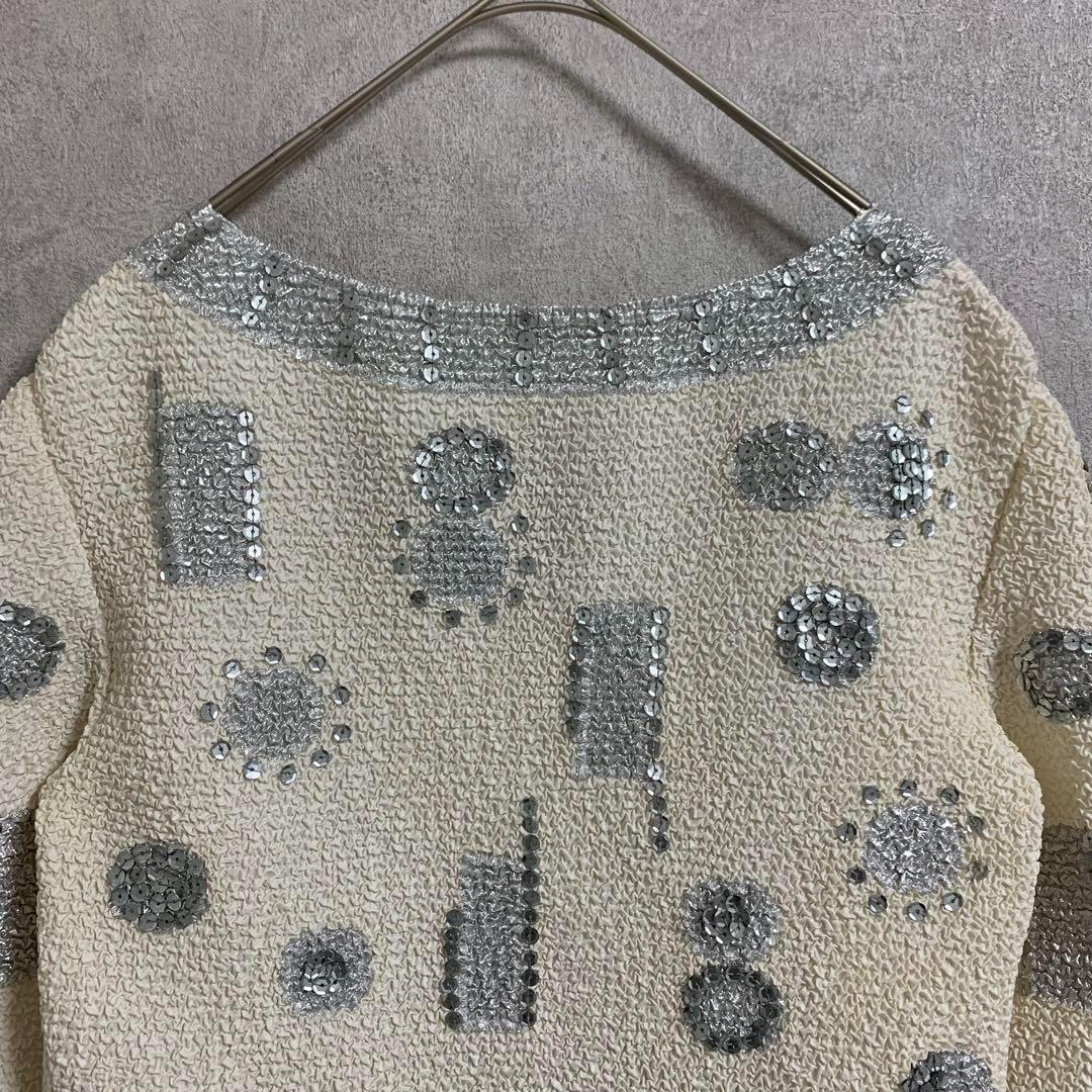 美品NOKO OHNO ノコオーノ　ノーカラージャケット　スパンコール　プリーツ