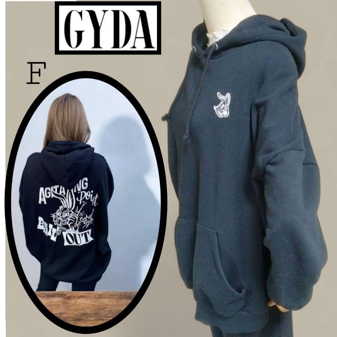 ビックシルエット【GYDA 】ブラック パーカー F CALL BUNNY