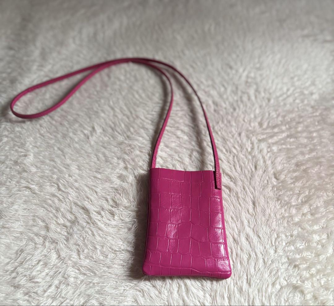 kottyピンク クロコレザー ショルダーバッグ