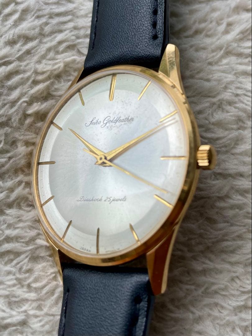 稼働品　Seiko Goldfeather 25石　手巻き時計 ゴールドシルバー