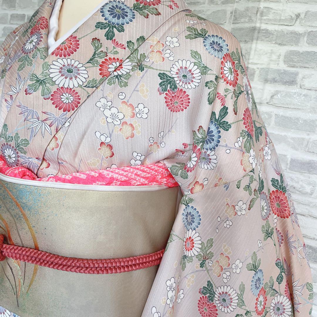 新着 単衣小紋フルセット鮮やか友禅大人可愛い着物P2 着物・浴衣