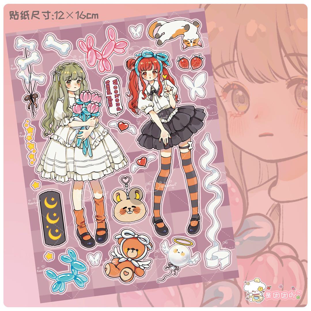 【6447】海外　カッティングシール　女の子　かわいい