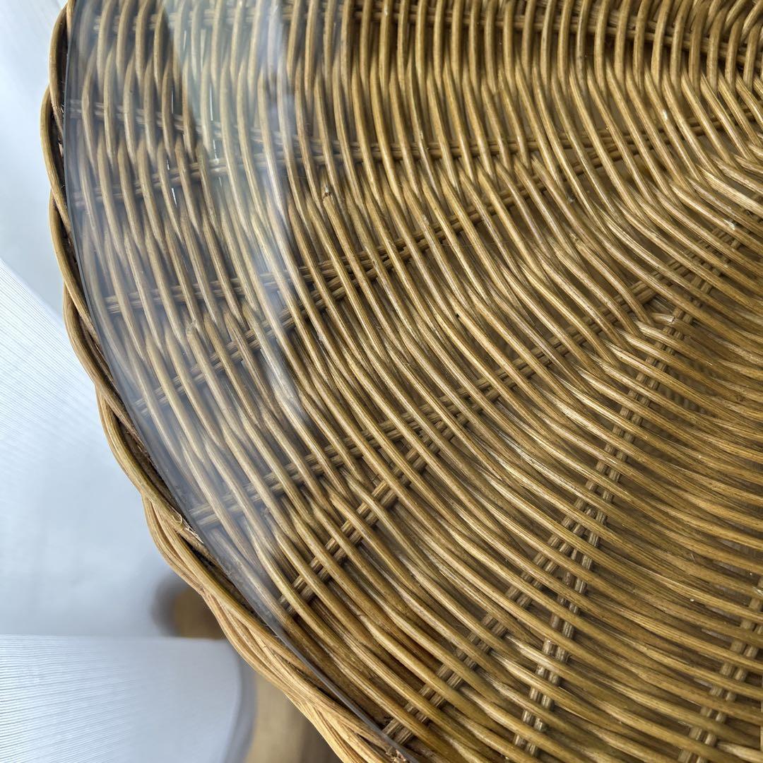 専用‼️tempered ラタン　円形テーブル（ガラス天板）