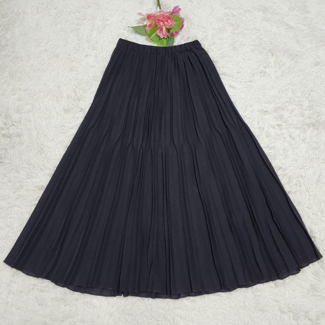 美品☆ソージュ　プリーツスカート　ウエストゴム　裏地あり　ロング