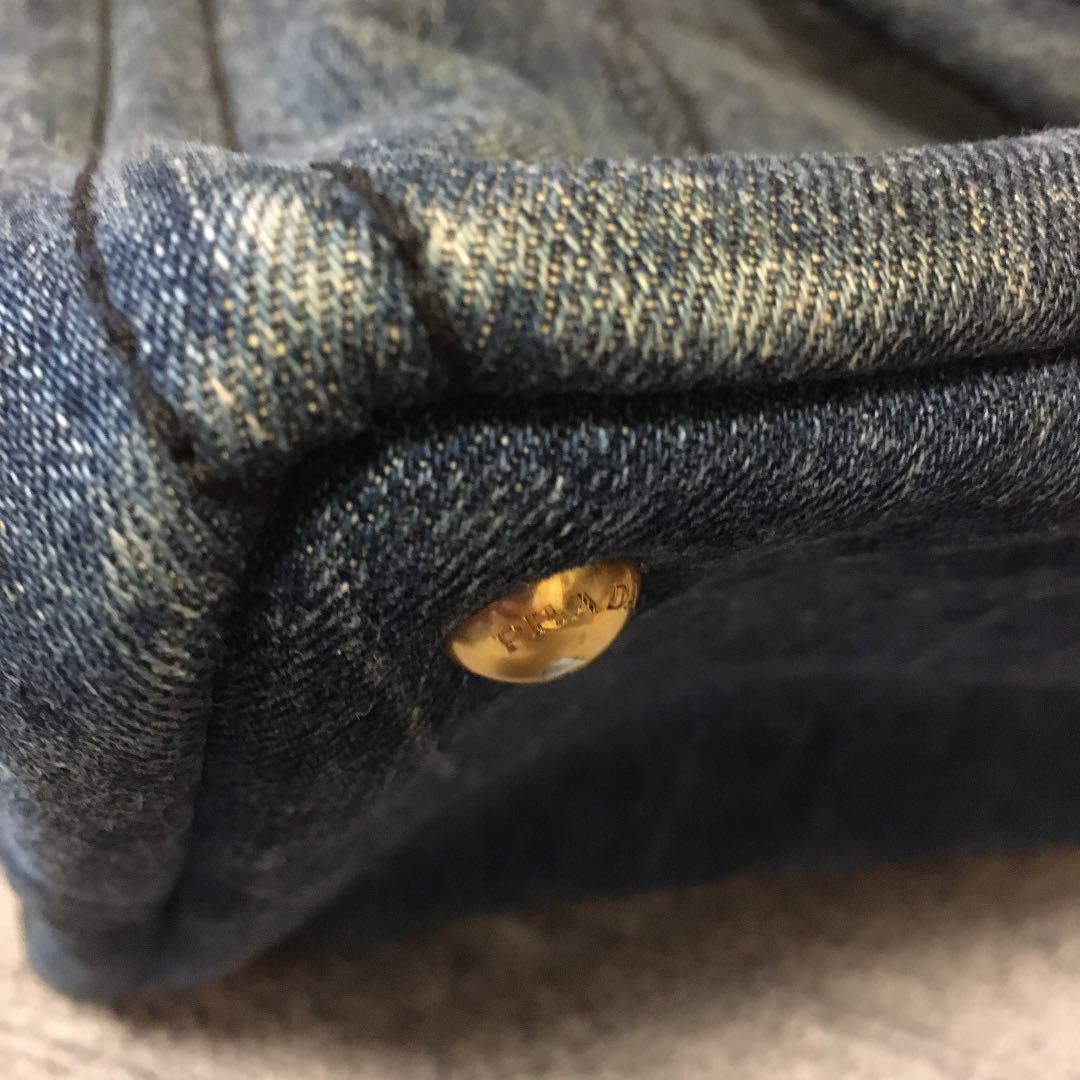 最安値低価 PRADA 三角プレート DENIM AVIO 美品 PhxZk-m27400748709 プラダ カナパ M 国産在庫