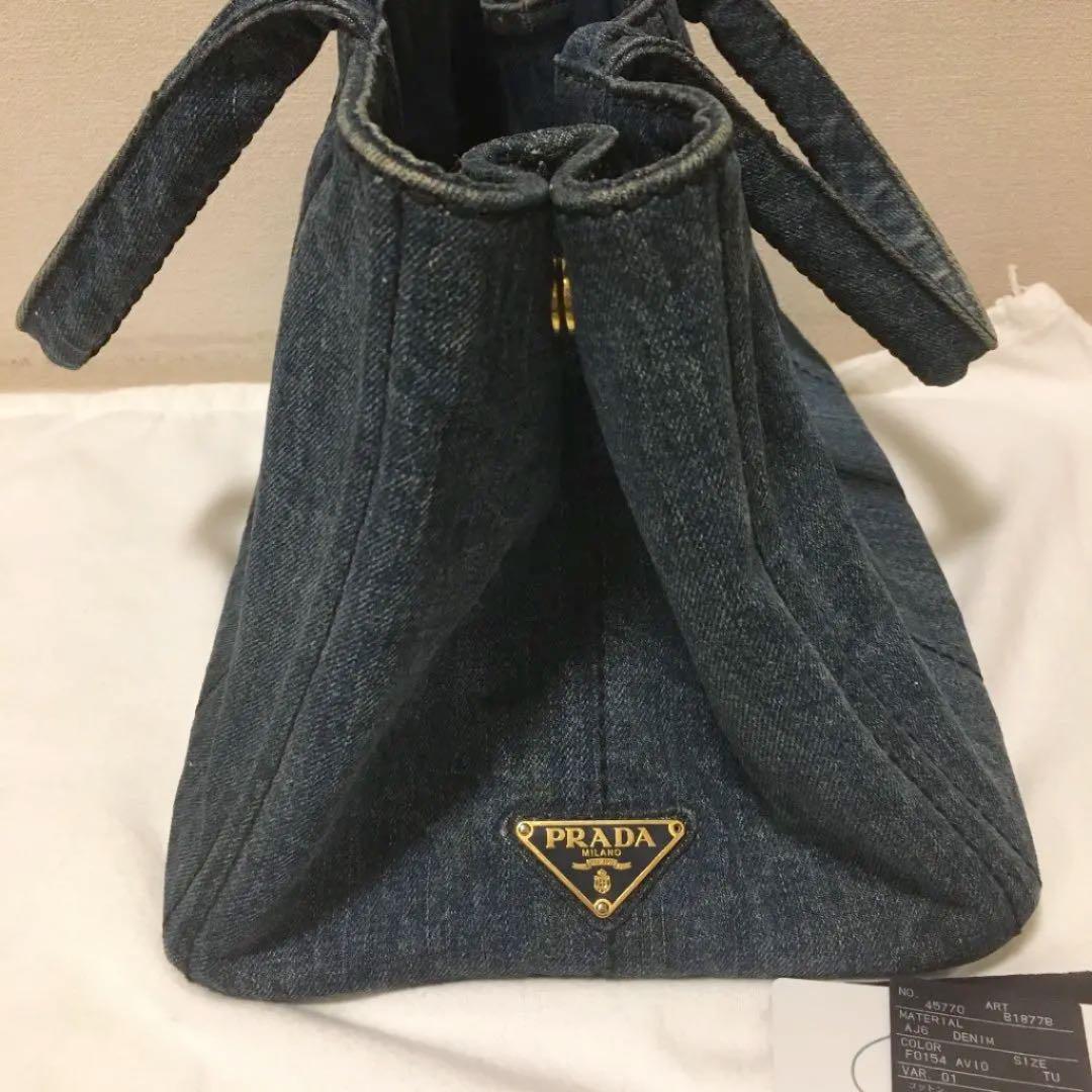 最安値低価 PRADA 三角プレート DENIM AVIO 美品 PhxZk-m27400748709 プラダ カナパ M 国産在庫