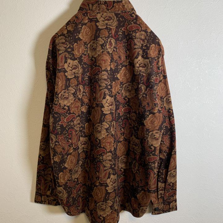 2022 激レア 柄シャツ ペイズリー柄 花柄 レトロ ブラウン 赤 古着 90s 希少 KekCg-m27403216562 お得品質保証