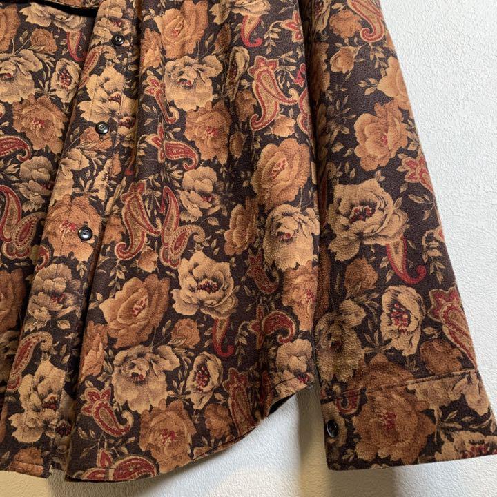 2022 激レア 柄シャツ ペイズリー柄 花柄 レトロ ブラウン 赤 古着 90s 希少 KekCg-m27403216562 お得品質保証