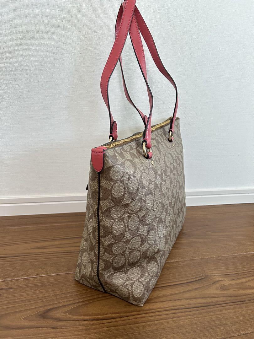 COACH ロゴトートバッグ ベージュ/ピンク