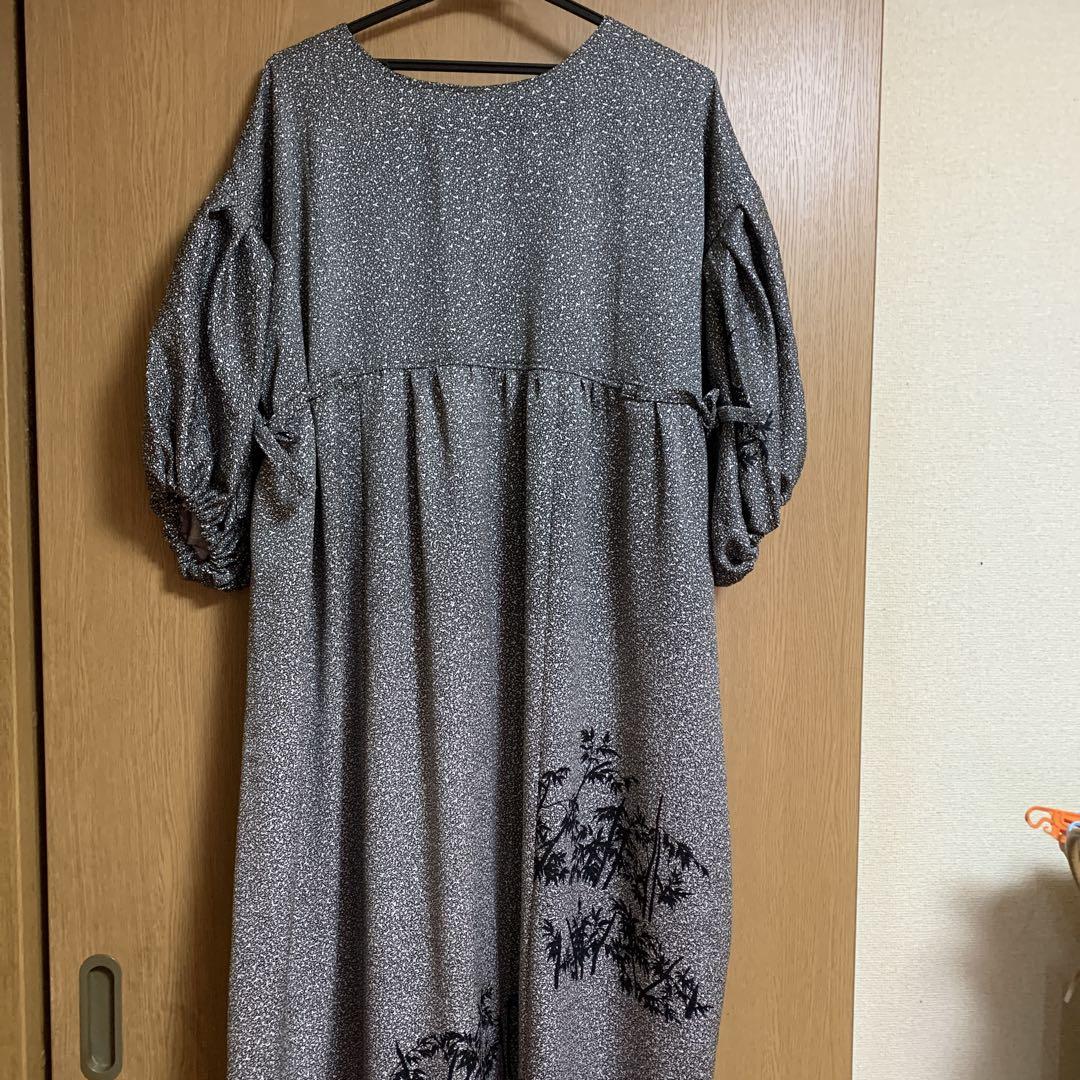 ハンドメイド 着物リメイクワンピース おしゃれ ゆったり❤️天然石ブレス付き