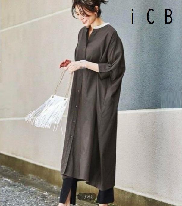 iCB　アイボリー シャツ型ワンピース　希少/4サイズ ICB アイシービー 2021ss Luster ロング シャツワンピース 4