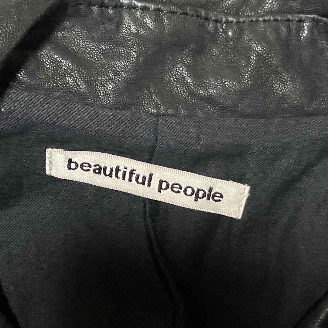 ビューティフルピープル ダブル ライダースジャケット 140 レザー 黒 ビューティフルピープル ダブル ライダースジャケット 140 レザー 黒