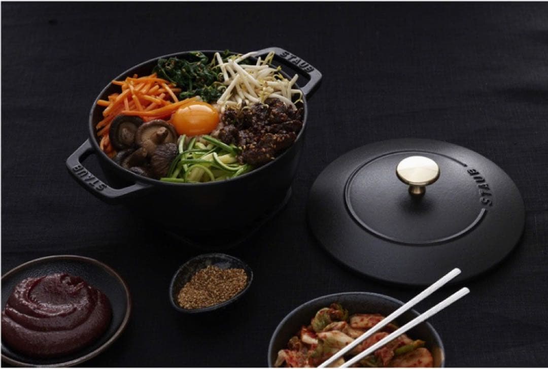 staub ラ ココット de GOHAN シャイニーブラックM 16cm de GOHAN ココット La Cocotte