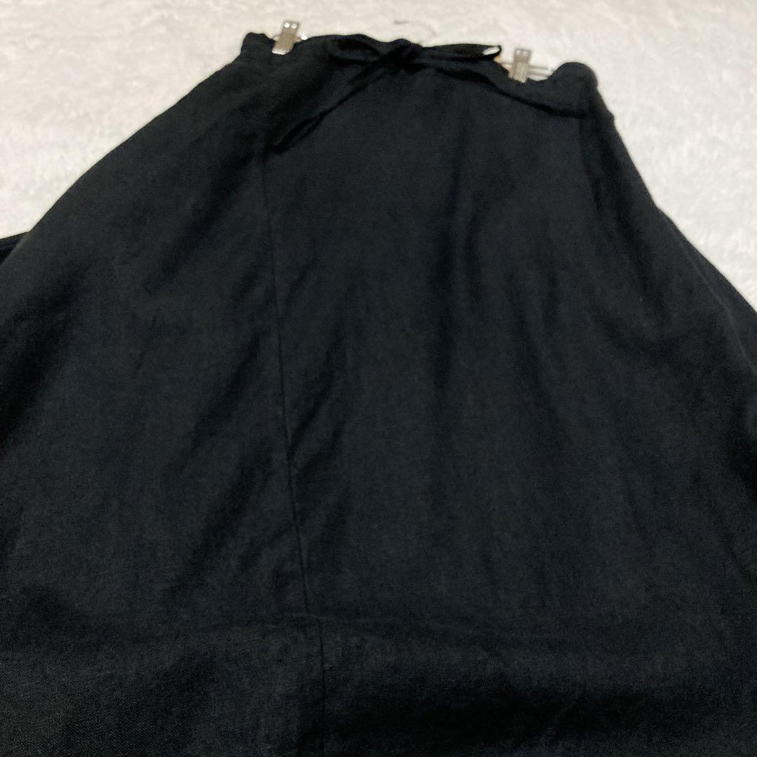 sou.sou  富士　リネン100% サルエルパンツ　ブラック　Mサイズ