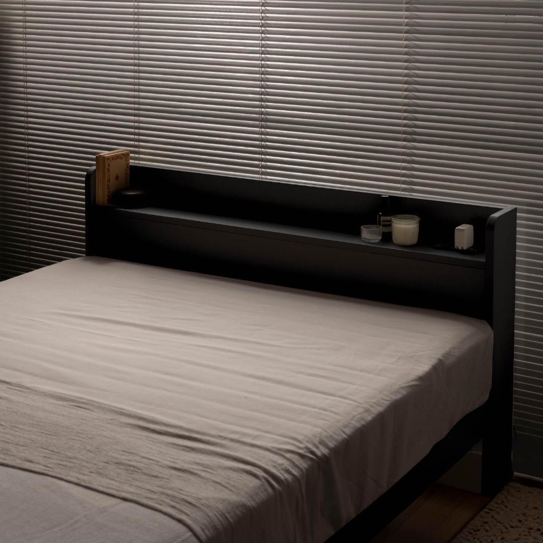 クイーン ベッドフレー ム 単品 収納 コンセント付 新品送料込 MEDI