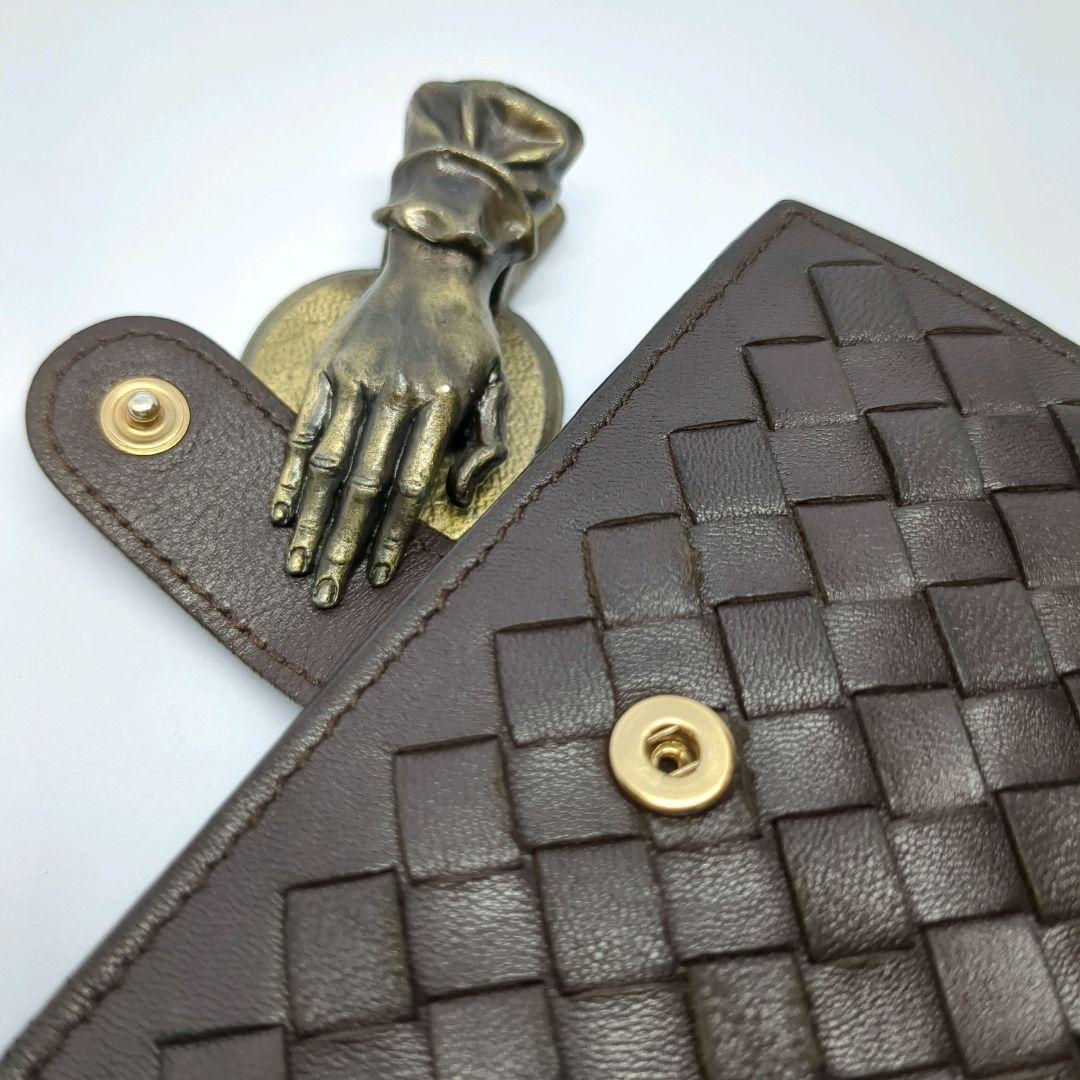 箱あり ボッテガヴェネタ イントレチャート 折り財布 ラウンドファスナー 茶
