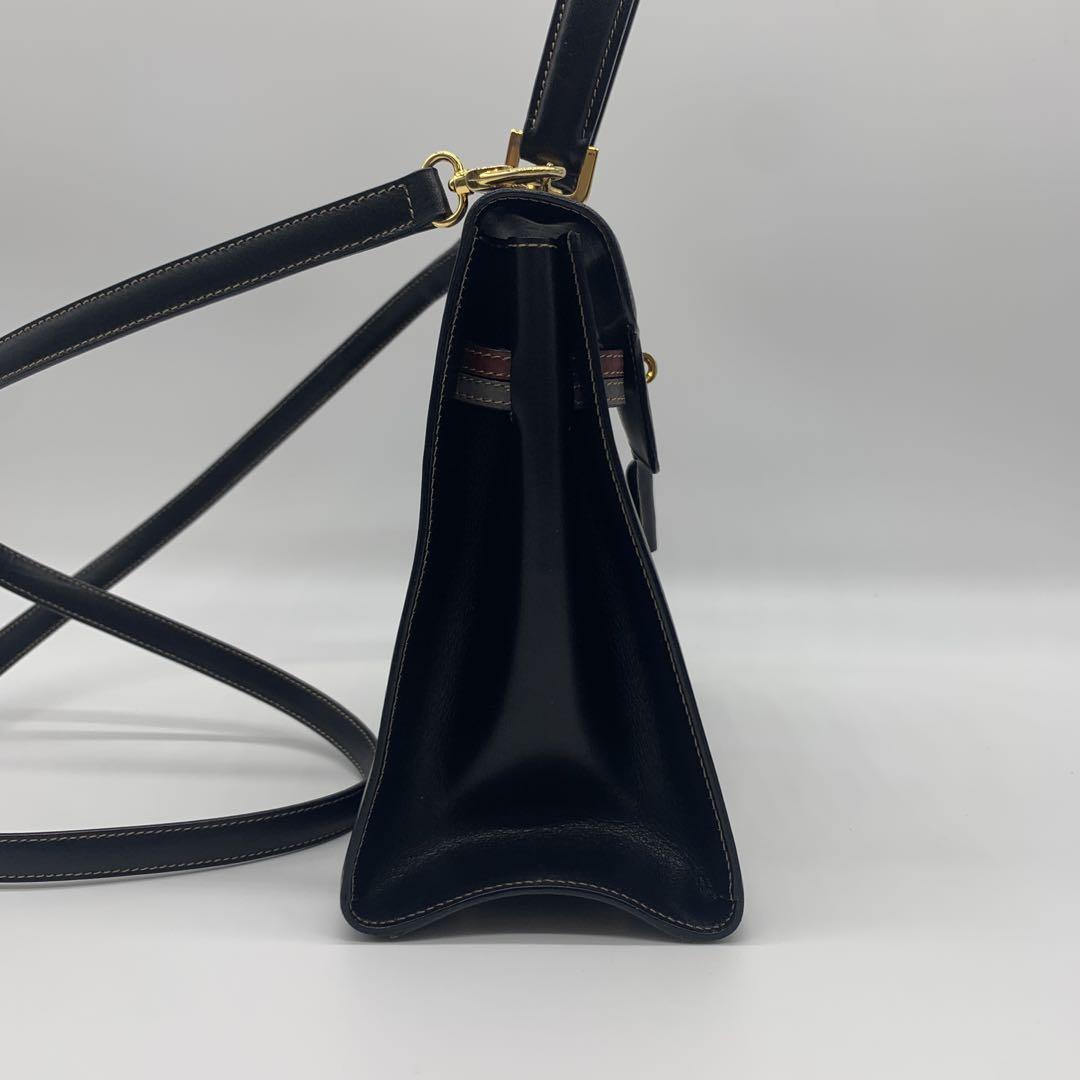 a.testoni 2way レザー ハンドバッグ ショルダーバッグ ブラック