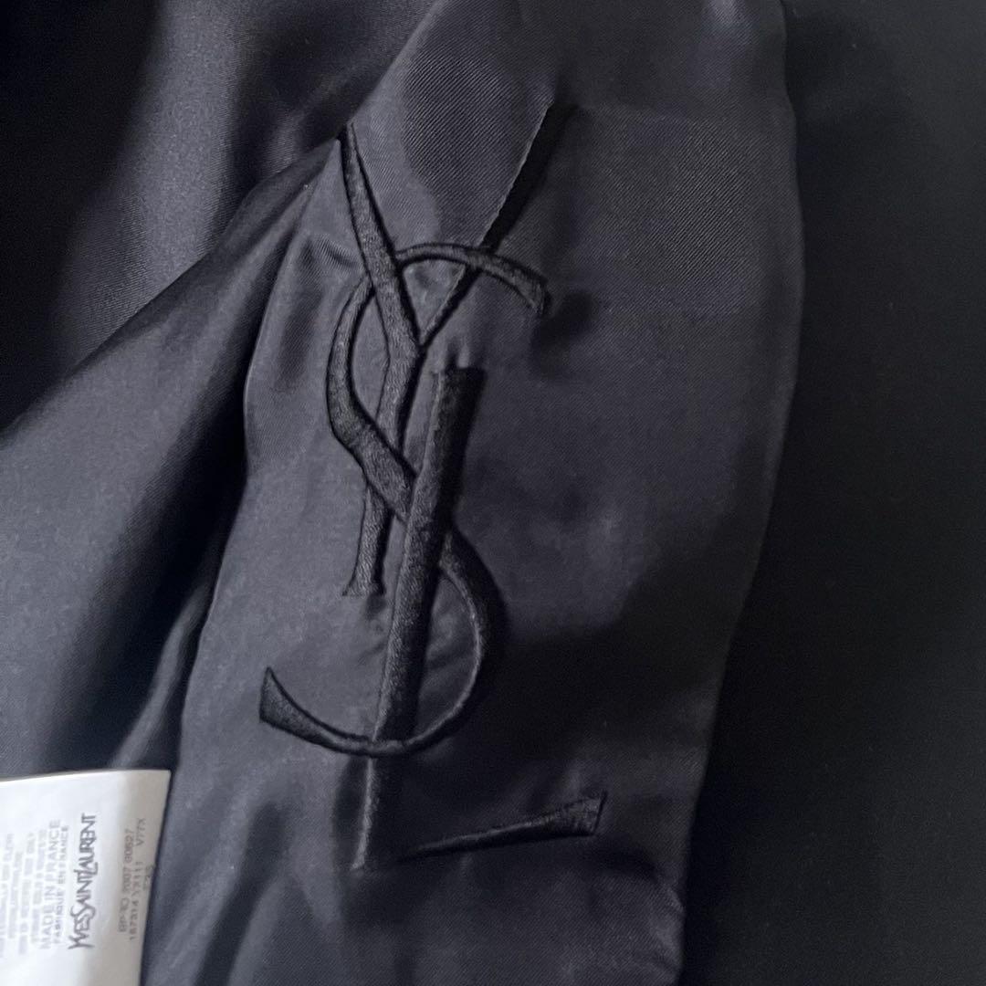 極綺麗❗️刺繍ロゴ YSL イヴサンローラン ウールシルク ジャケット 羽織り 黒