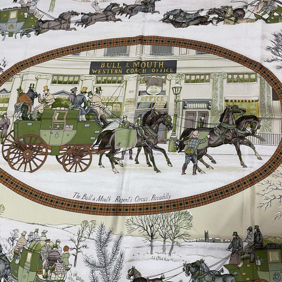 美品　HERMES カレ90 シルクスカーフ 馬車デザイン エルメス　フランス製