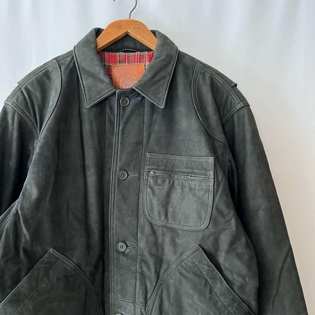 【黒】 90s GOLDEN BEAR ヌバック ハンティングジャケット M