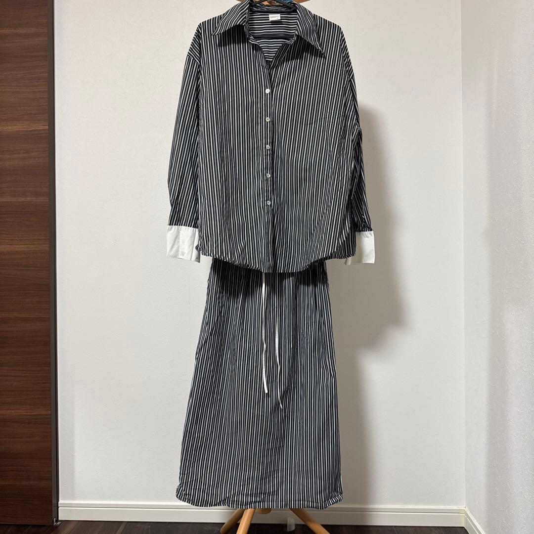 ストライプ シャツ スカート シャツ セットアップ ストライプ シャツ スカート シャツ セットアップ