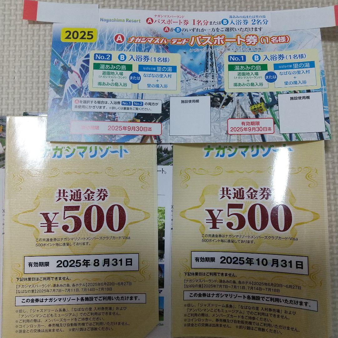 ナガシマスパーランド パスポート券 ナガシマリゾート共通券1000円