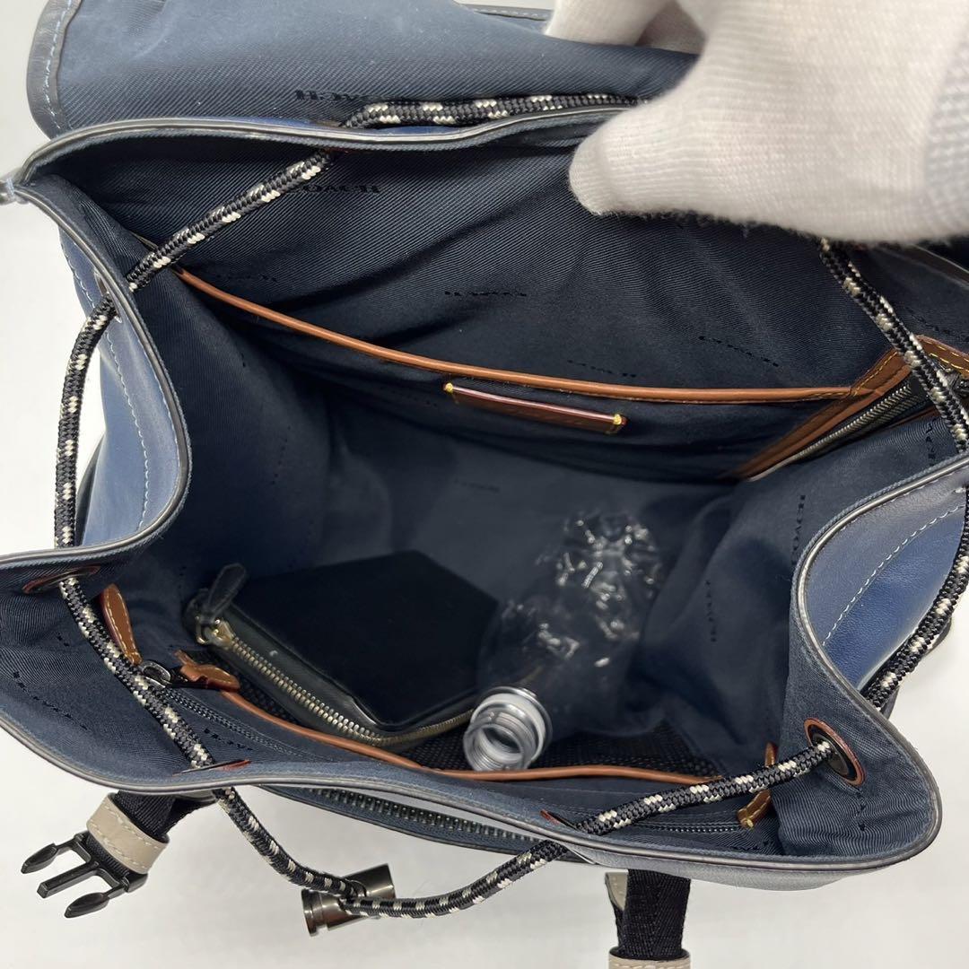 極美品✨COACH リュック リーグ カラーブロック レザー ブルー 大容量