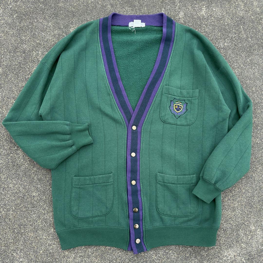 GAP スナップカーディガン スウェット カーディガン エンブレム カレッジ