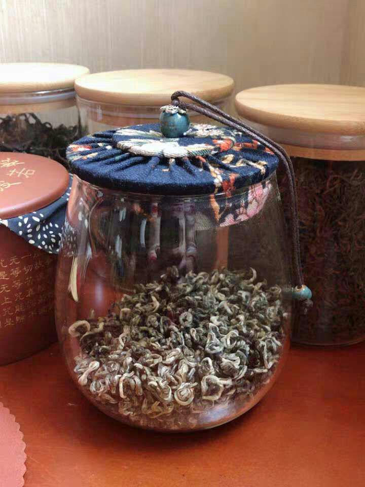 透明ガラス茶缶バルク茶缶家庭用大型密封収納缶。