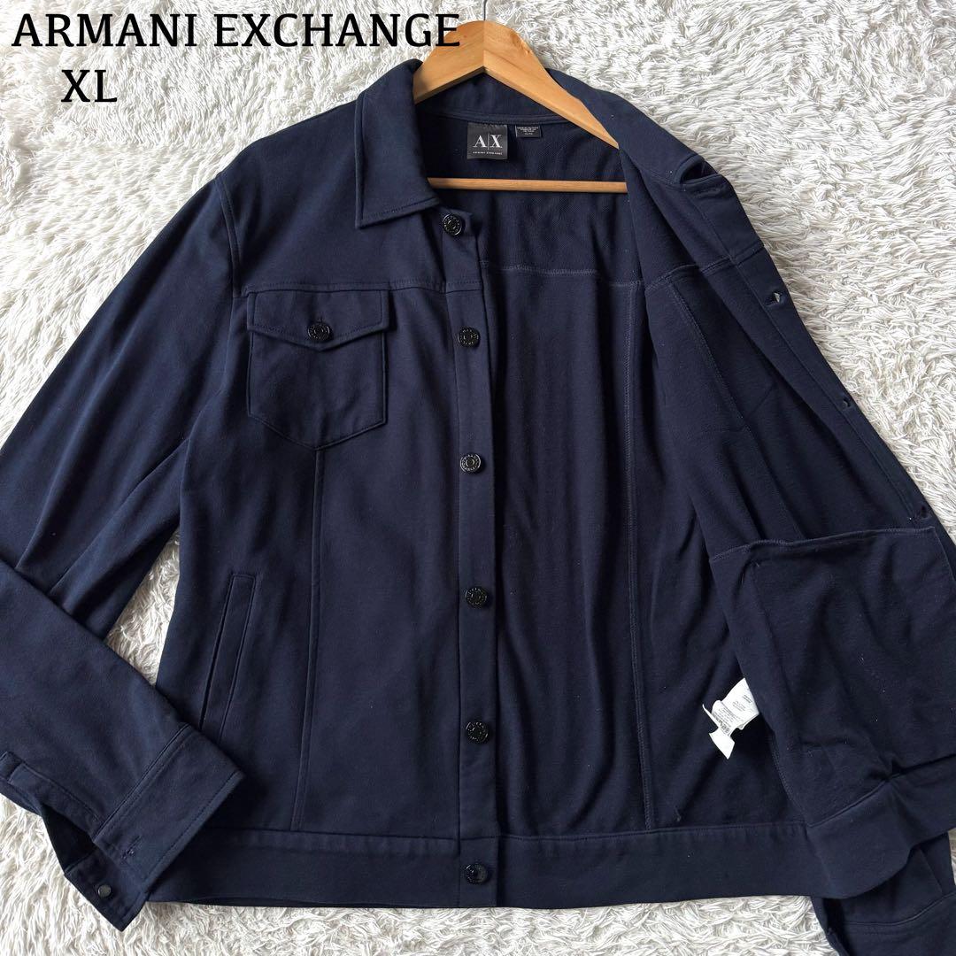 極美品　アルマーニ　エクスチェンジ　ジャケット　ストレッチ　ネイビー　紺　XL