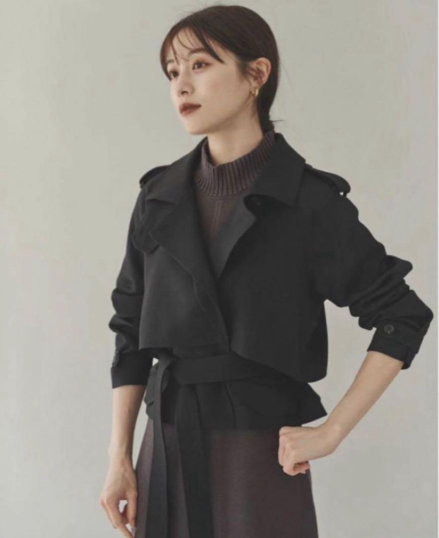 l'or ロル Cropped Trench Jacket (black)