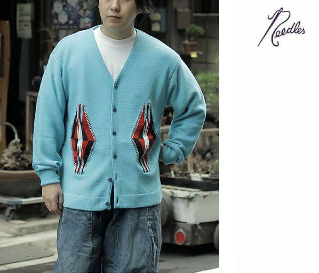 トップス NEEDLES
V Neck Cardigan - Chimayo / BLUE