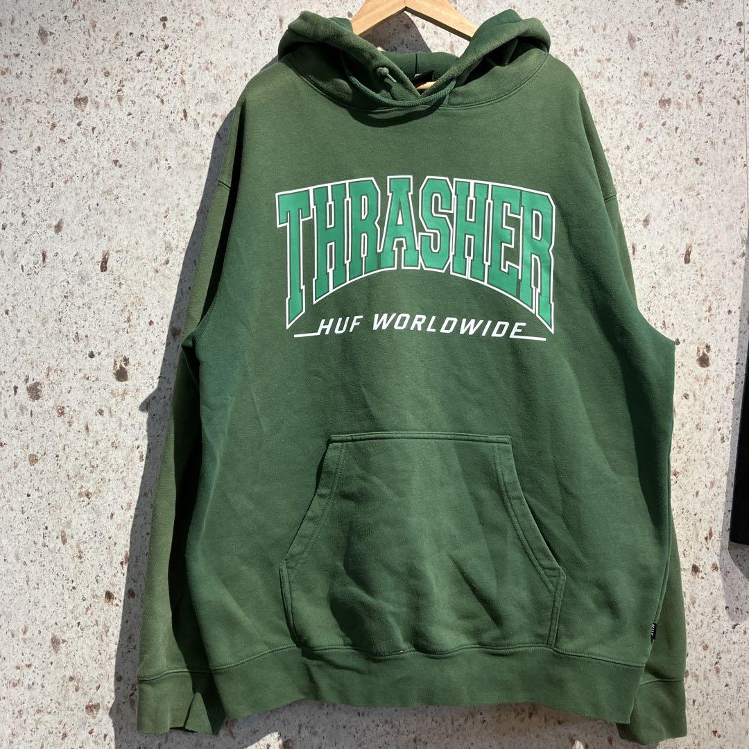 HUF THRASHER プルオーバーパーカー　ハフ　サンフェード