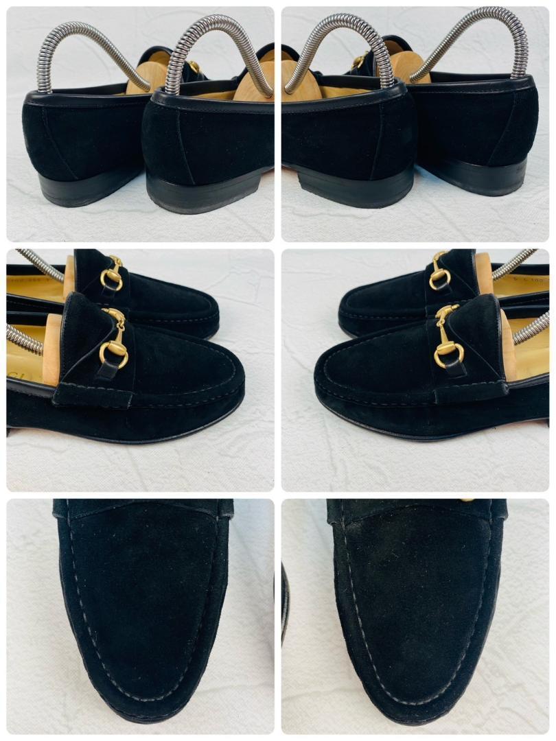 【良品】GUCCI ホースビットローファー スエード 黒 5 ゴールド金具 良品】GUCCI ホースビットローファー スエード 黒 5 ゴールド