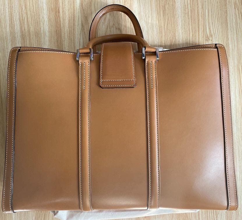 SALE】 万双 ブライドル ダブル天ファスナー キャメル ビジネスバッグ