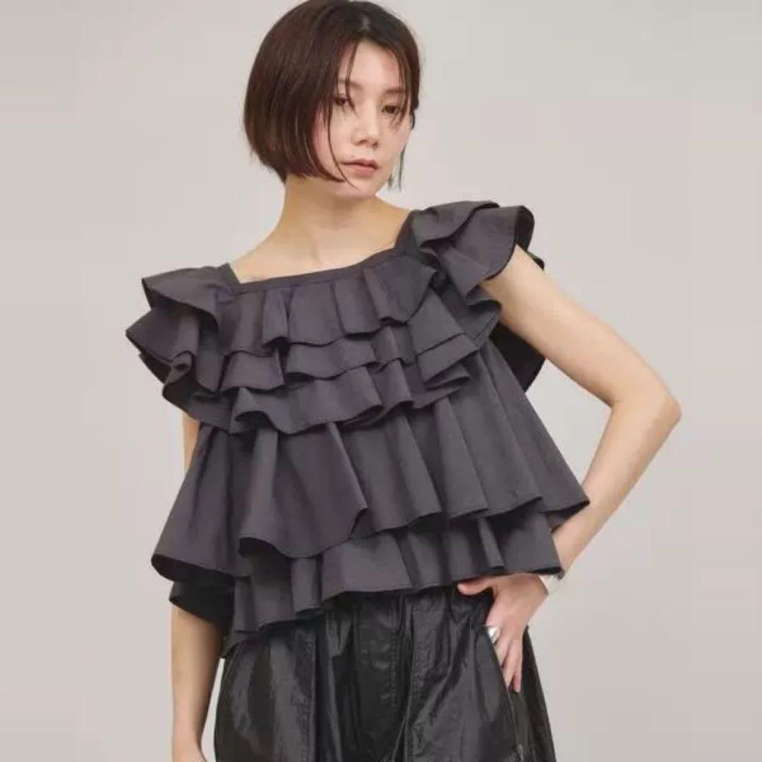 Curensology(カレンソロジー) ポプリンラッフルブラウス