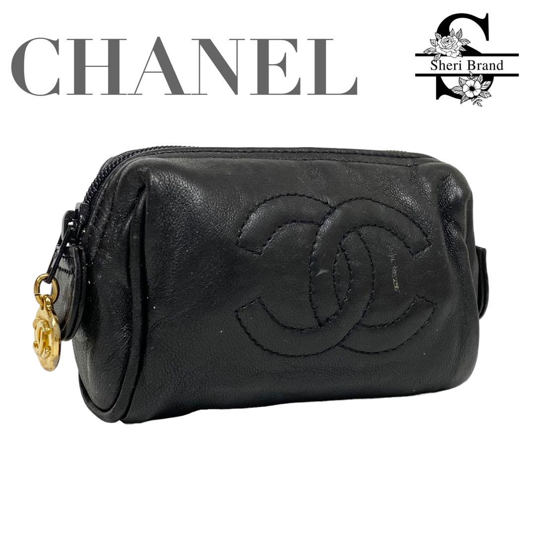 CHANEL ミニポーチ ブラック レザー ココマーク