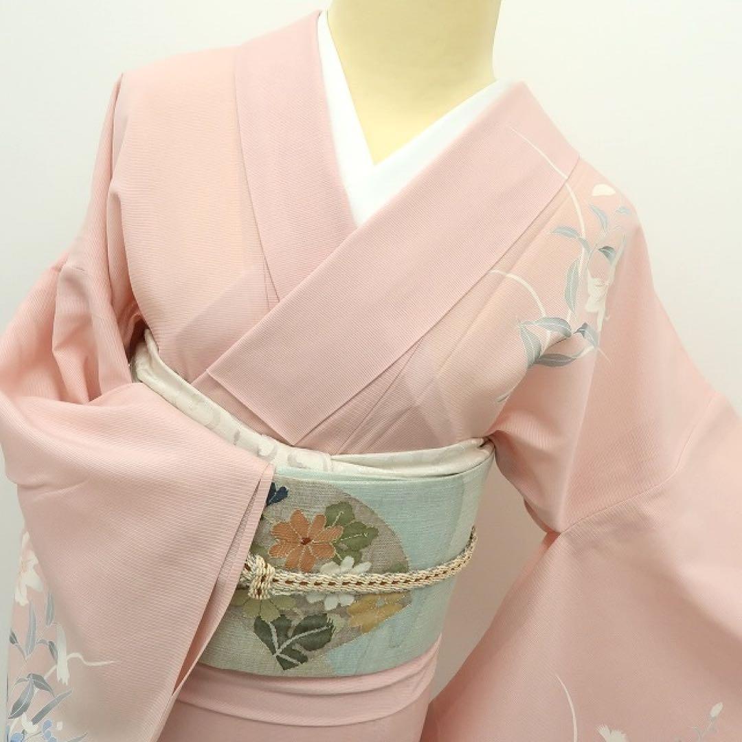 美品 正絹 花草文様 絽 訪問着 着物 A2784