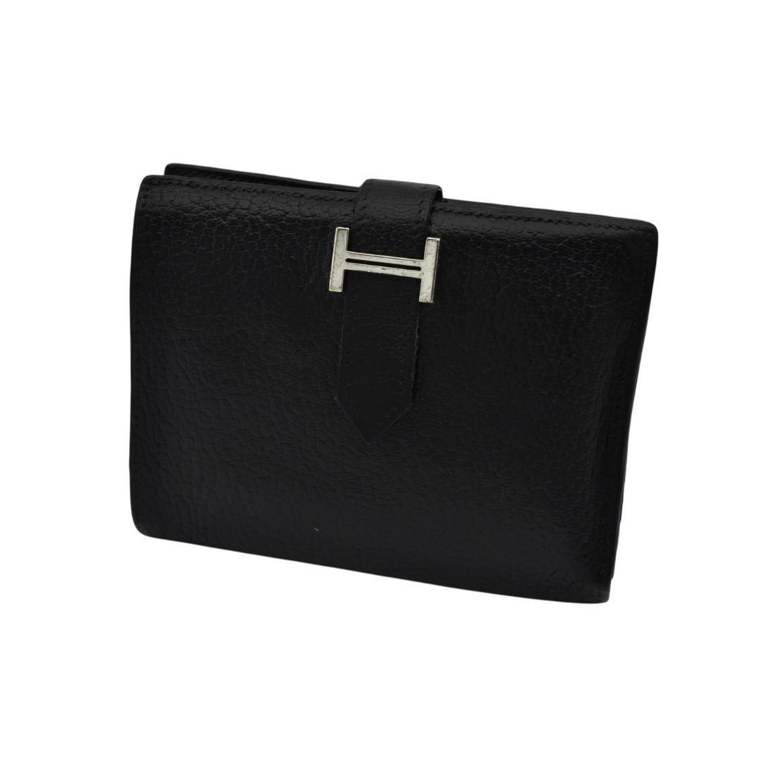 HERMES ベアン コンパクト シェーブル □H刻印 ブラック 財布