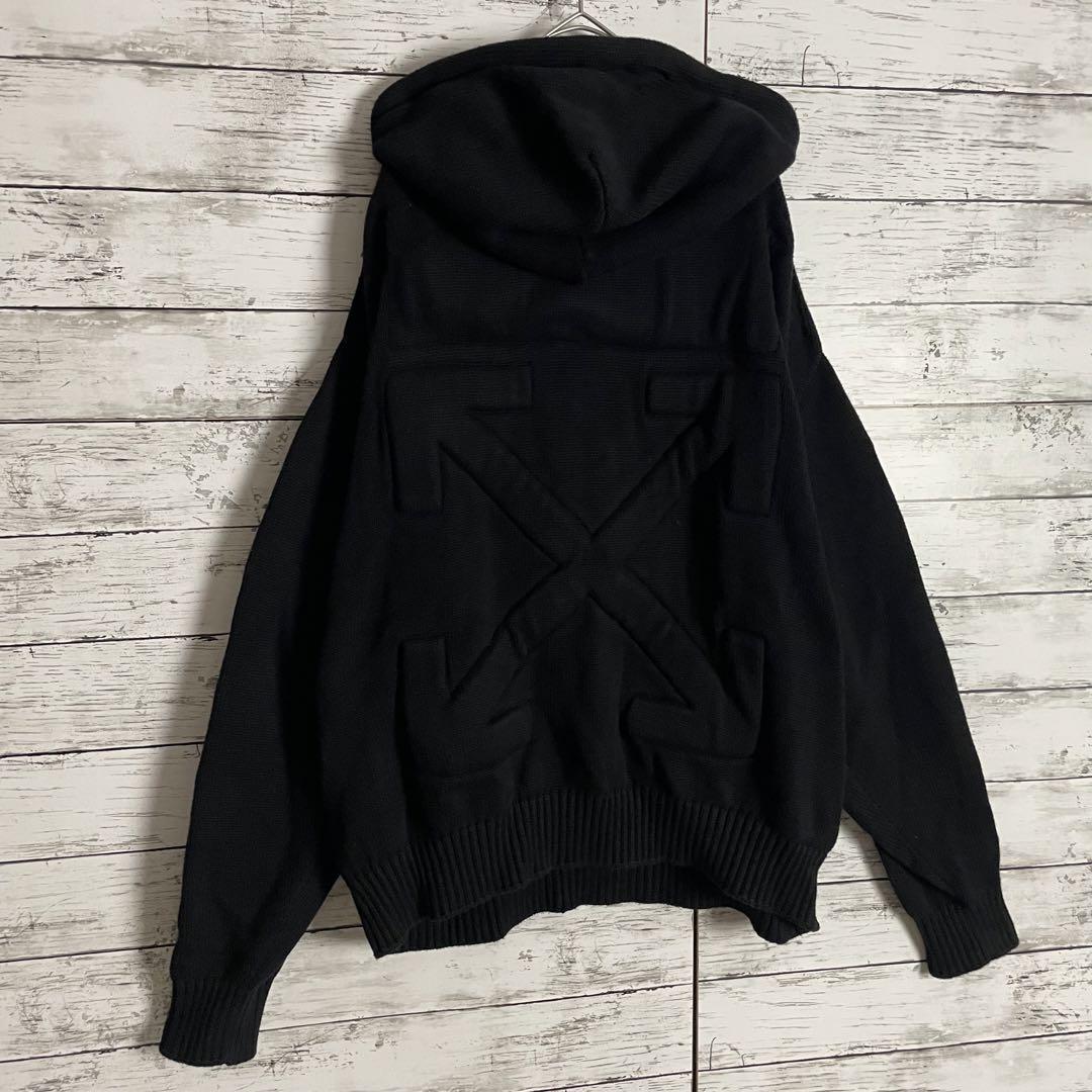 【タグ付き・美品】 OFF-WHITE クロスアロー ニット パーカ 希少 画像7