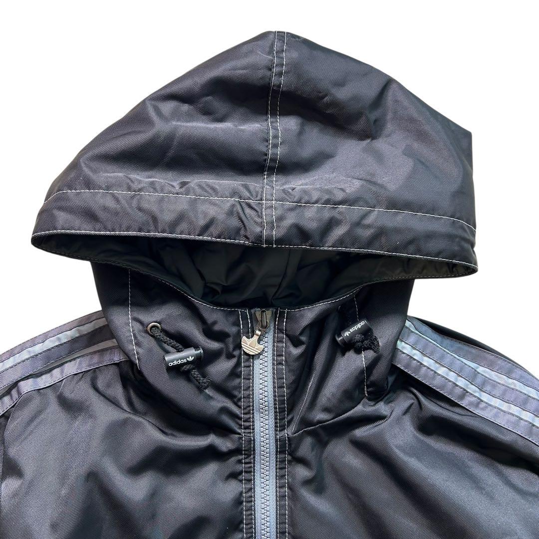 adidas オールドアディダス ハーフジップナイロンパーカー M 黒 デサント