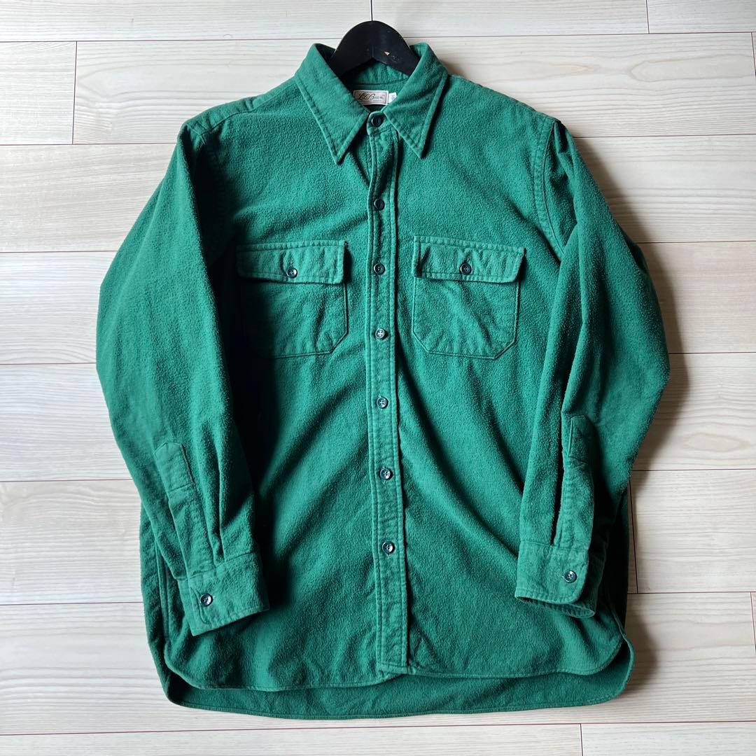 L.L.BEAN シャモアシャツ グリーン 70 s 筆記体タグL L.L.Bean