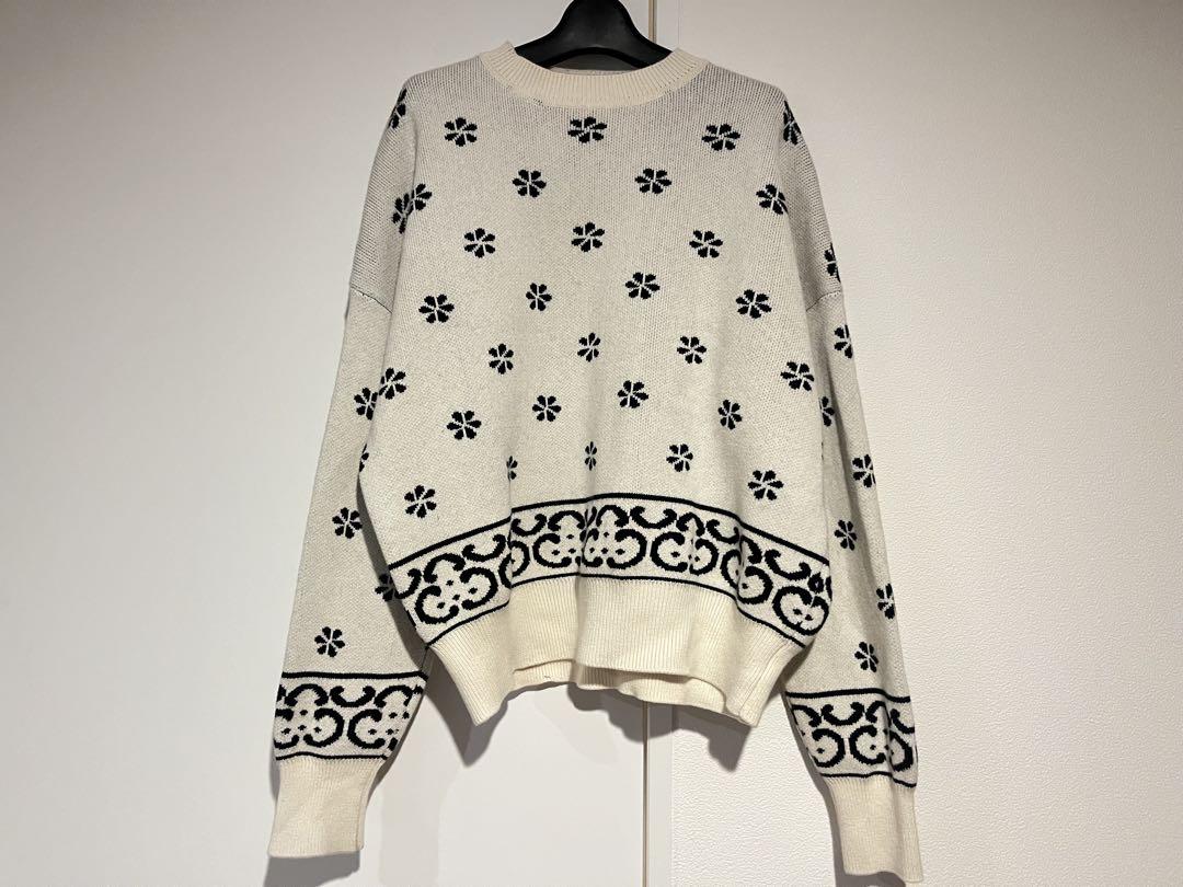 RHUDE ホワイト ジャガード セーター　Mサイズ