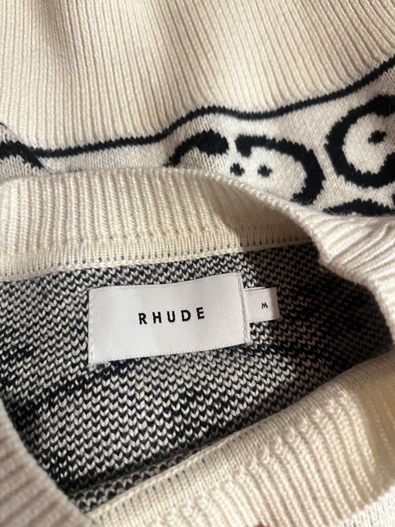 RHUDE ホワイト ジャガード セーター　Mサイズ