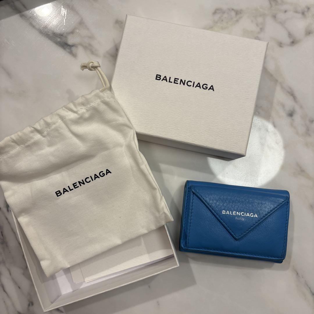 BALENCIAGA 三つ折り財布 青