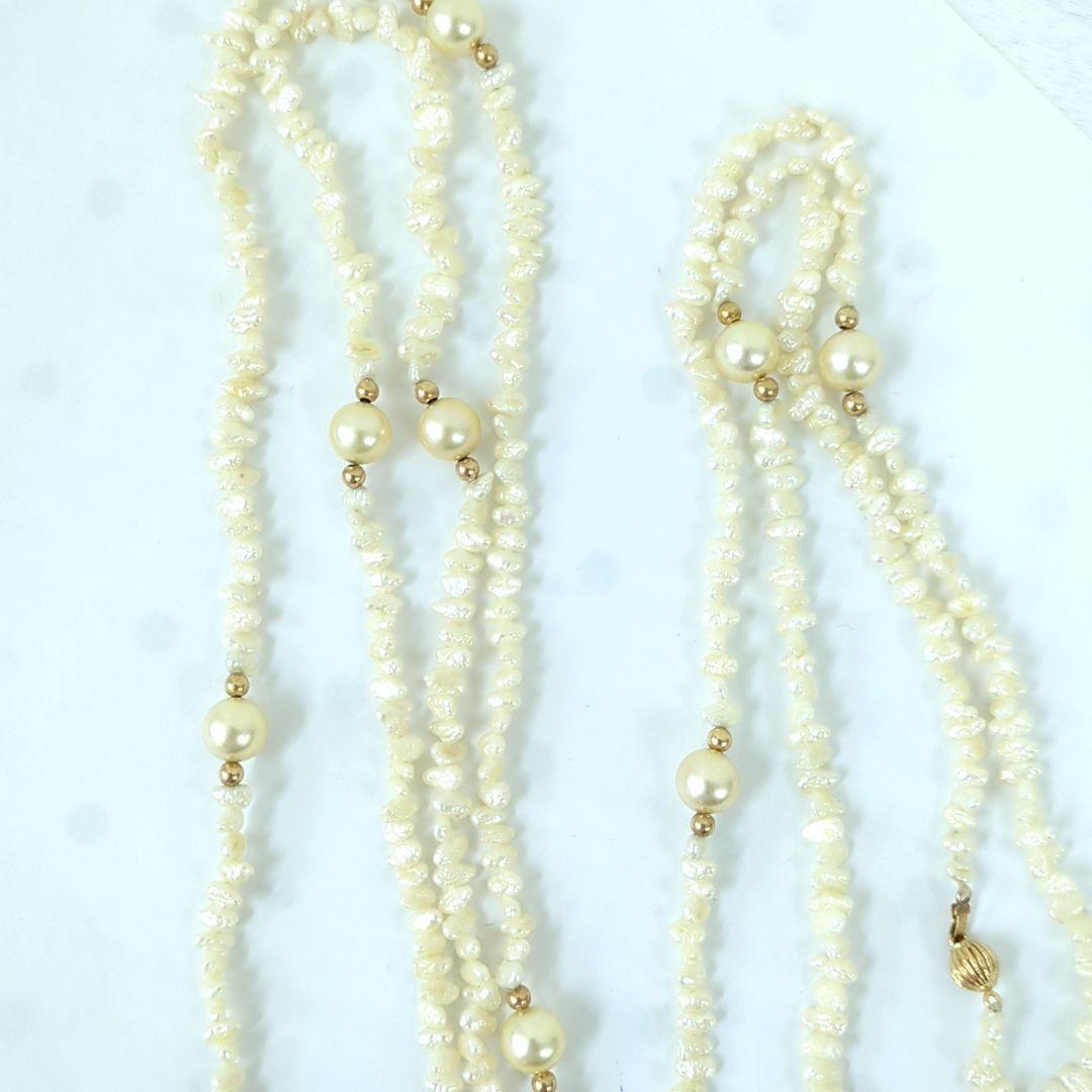 半額満載！スーパーSALE グランドセール！ 淡水パール ネックレス ロングネックレス 真珠 ライスパール アクセサリー