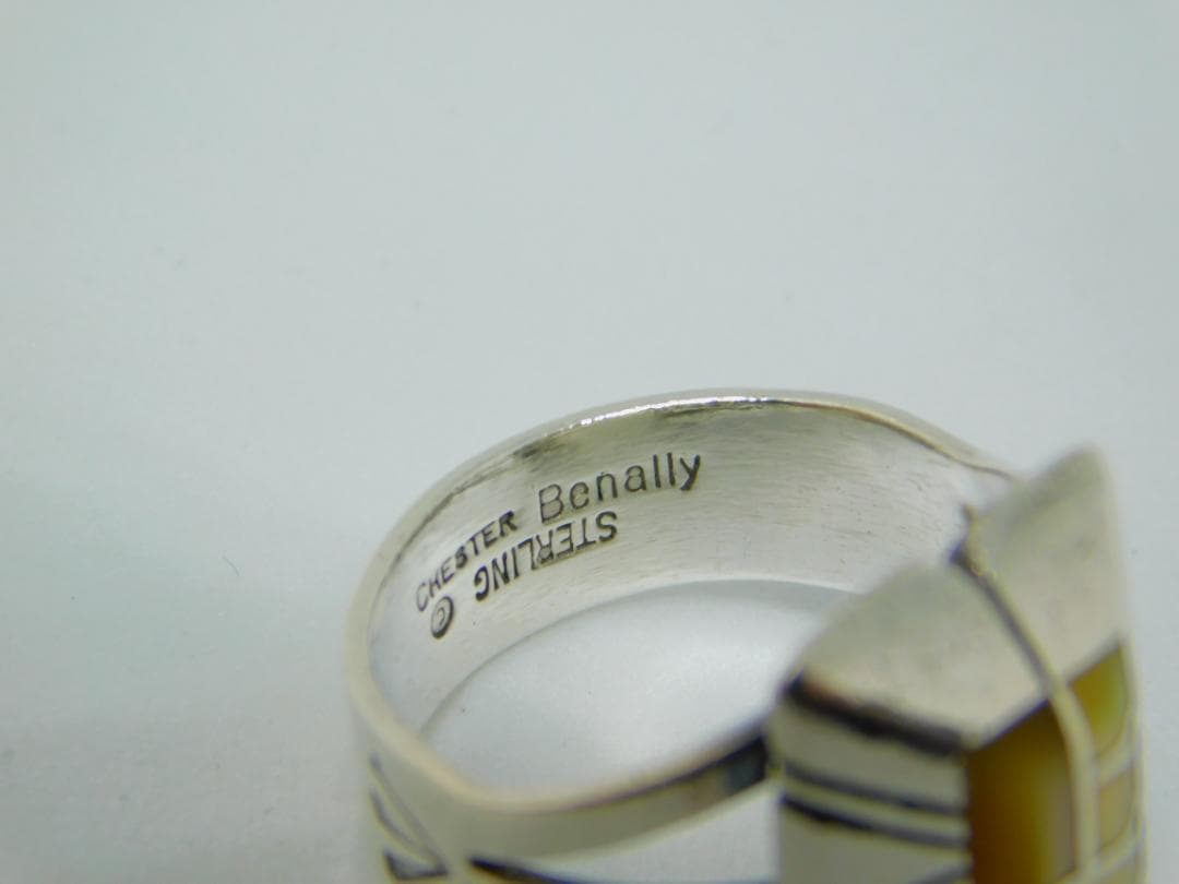 15号 ナバホ チェスターベナリー インレイ リング 指輪 シェル