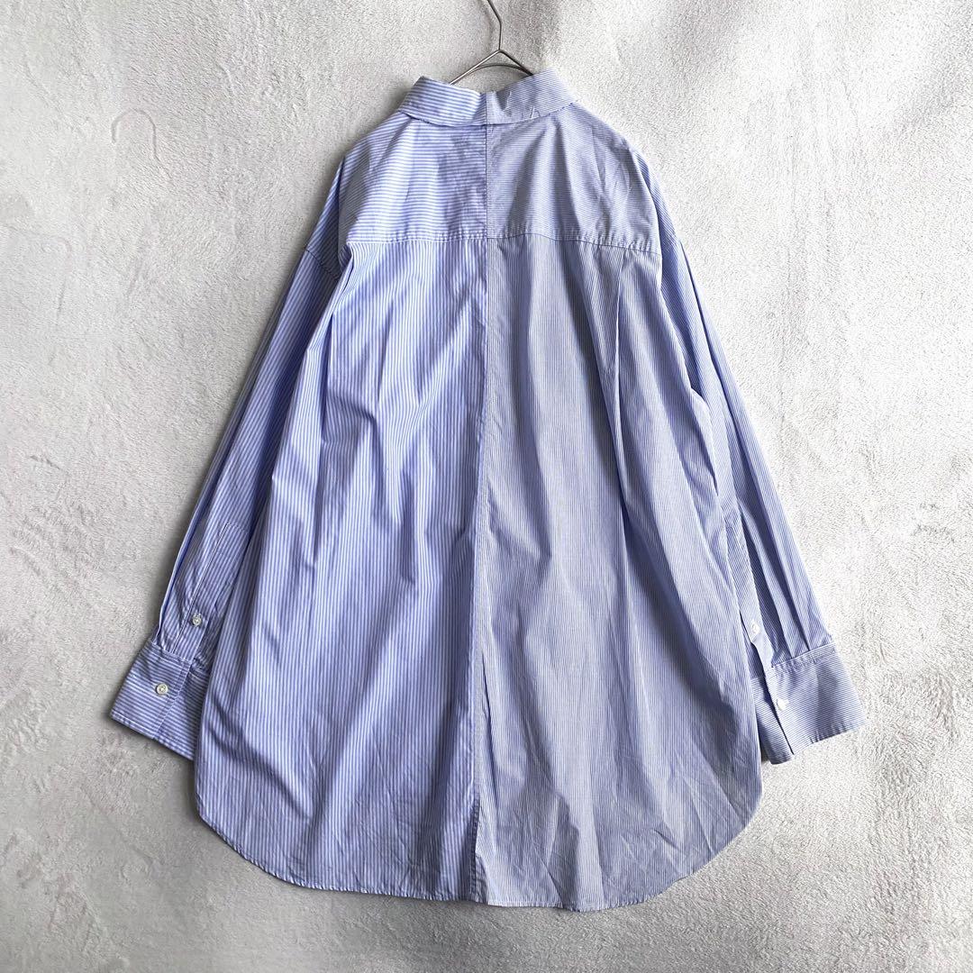 【極美品✨】AP STUDIO アシンメトリーストライプシャツ　襟フリンジ トップス